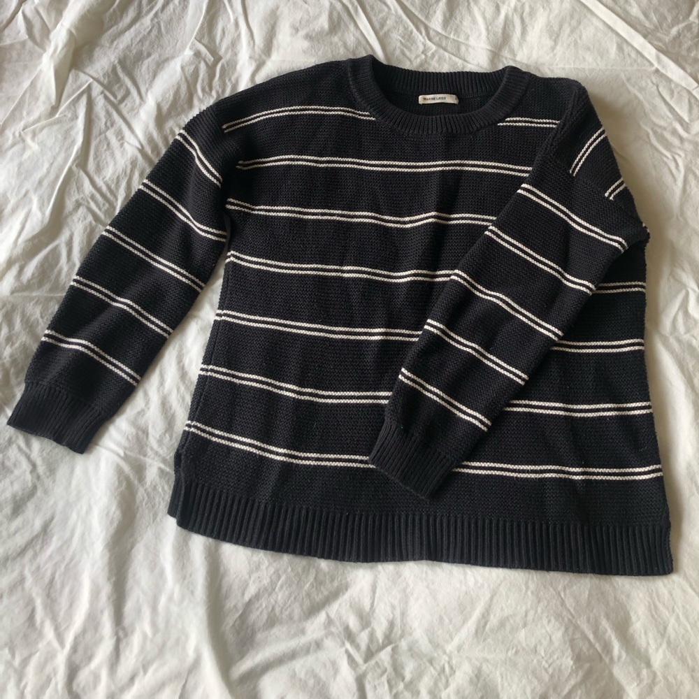 Marine Layer black w/white stripes cotton sweater